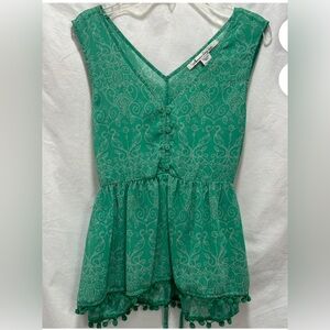 American Rag Green Floral Babydoll Sleeveless Women's Top